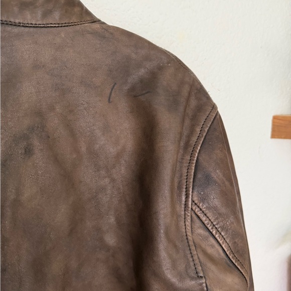 -sold- Lucky Brand Washed Leather Bonneville Jacket Moto Biker Distressed Size M - Picture 7 of 7